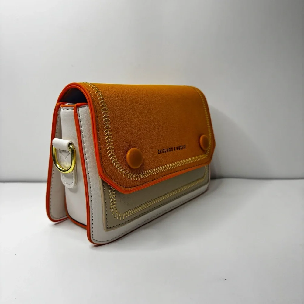 Women's Gold Crossbody Bag with Wide Strap